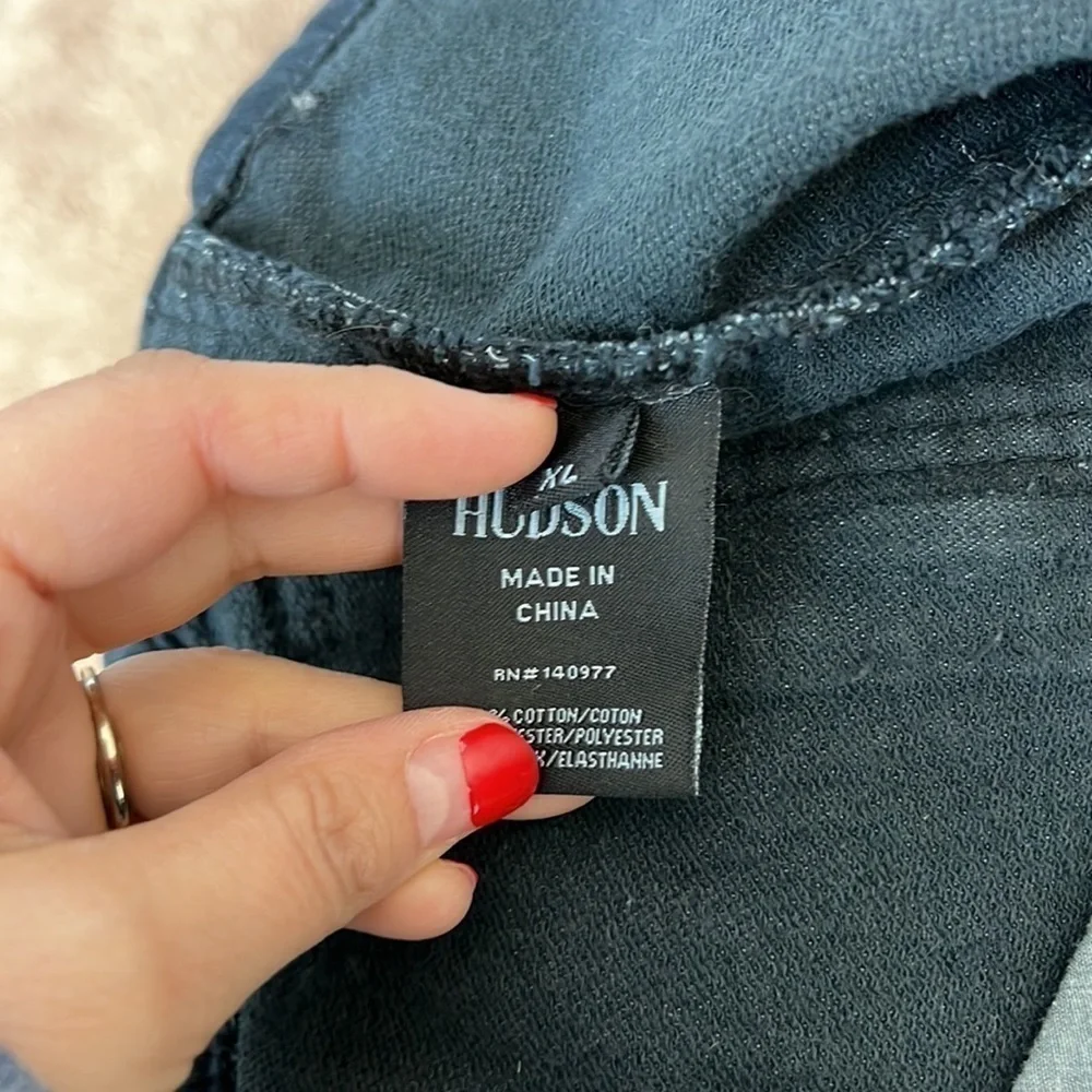 HUDSON Jeans Black Denim Moto Asymmetric Zip Crop Jacket (girls XL/women’s XS)
